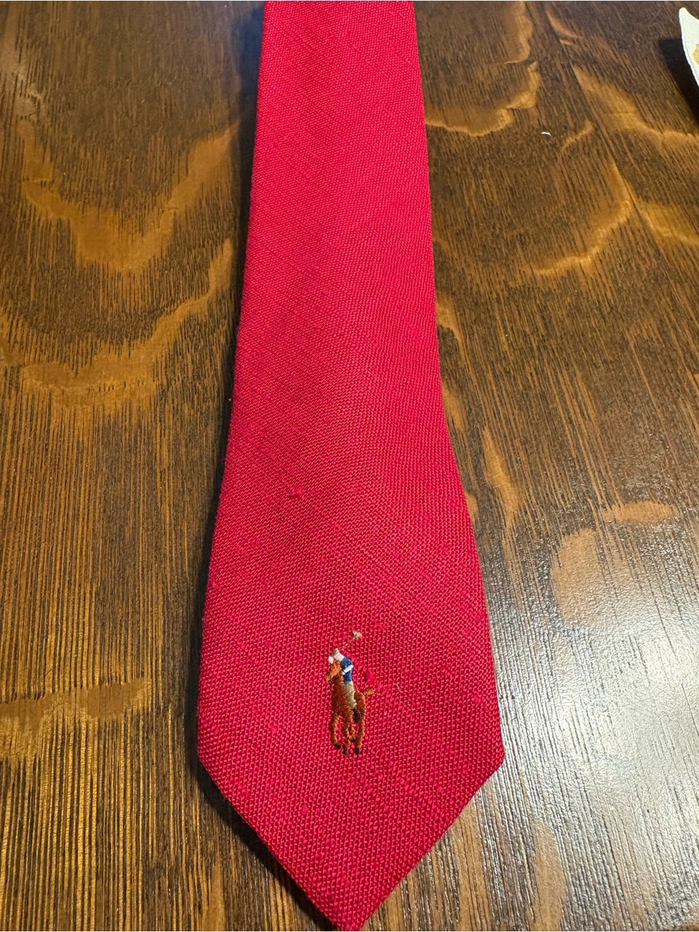 Polo by Ralph Lauren Red Tie with Embroidered Polo Player